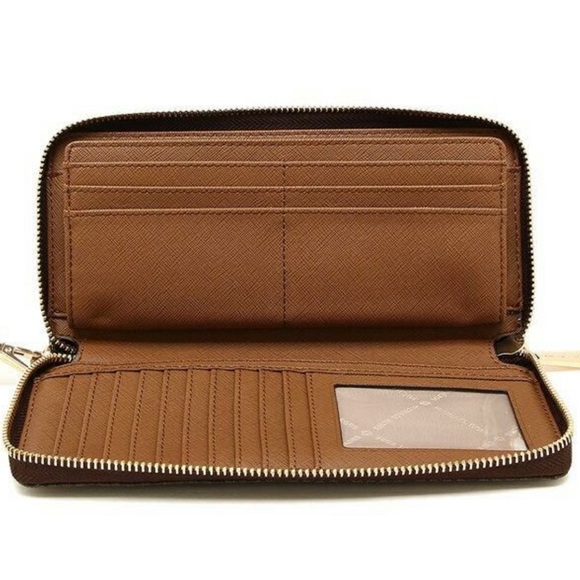 Michael Kors Jet Set Travel Large Travel CONTINENTAL Wristlet-Wallet Brown - Picture 8 of 11